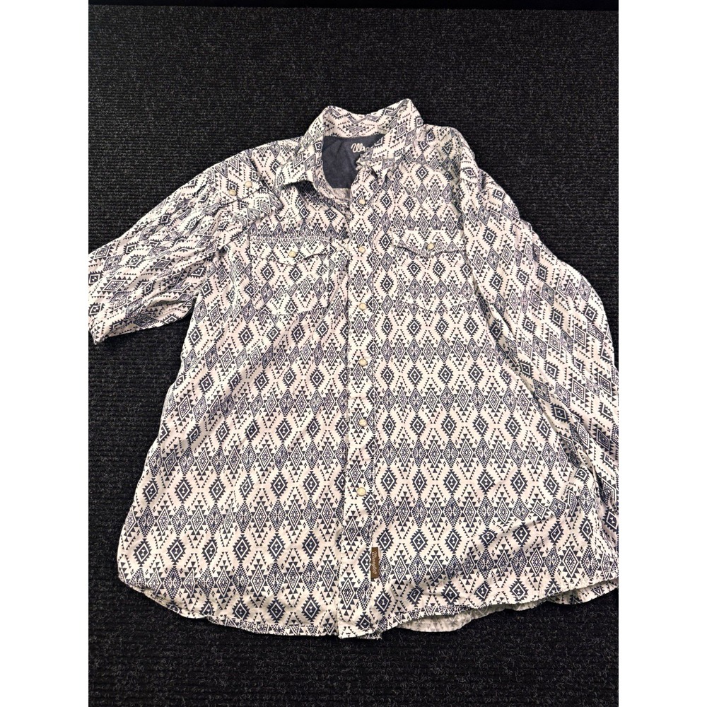 Wrangler Retro Premium Men XXL Western Pearl Snap Shirt Aztec Print Cotton